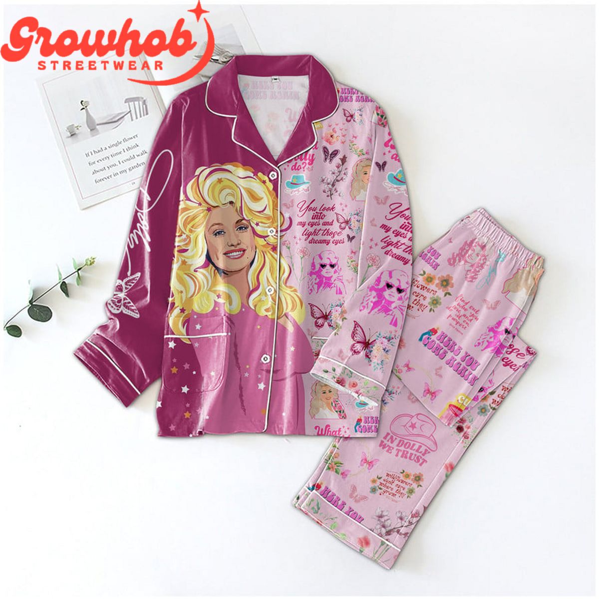 Dolly Parton Here You Come Valentine Polyester Pajamas Set