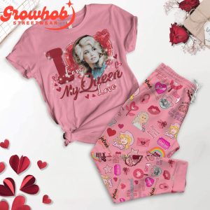 Dolly Parton My Queen Love Valentine Fleece Pajamas Set Pink