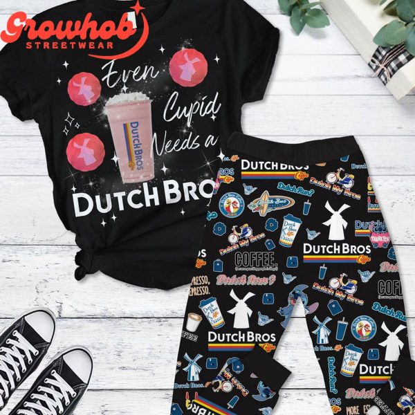 Dutch Bros Cupid Needs A Coffee Fleece Pajamas Set