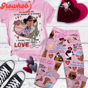 George Strait Valentine Love Me Fleece Pajamas Set Pink Design