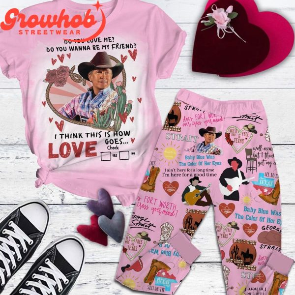 George Strait Valentine Love Me Fleece Pajamas Set Pink Design