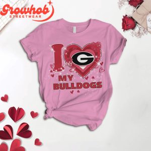 Georgia Bulldogs I Love Valentine Pink Fleece Pajamas Set