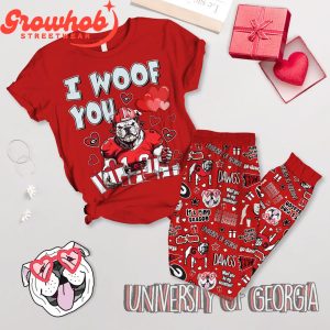 Georgia Bulldogs Woof You Valentine Fleece Pajamas Set