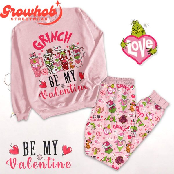 Grinch Stole Valentine Fleece Pajamas Set Long Sleeve