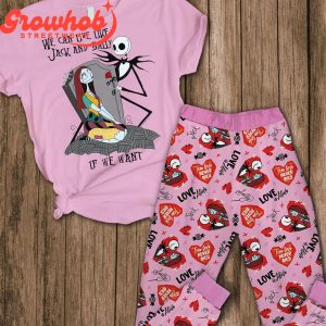 Jack Skellington Sally Couple Valentine’s Day Fleece Pajamas Set
