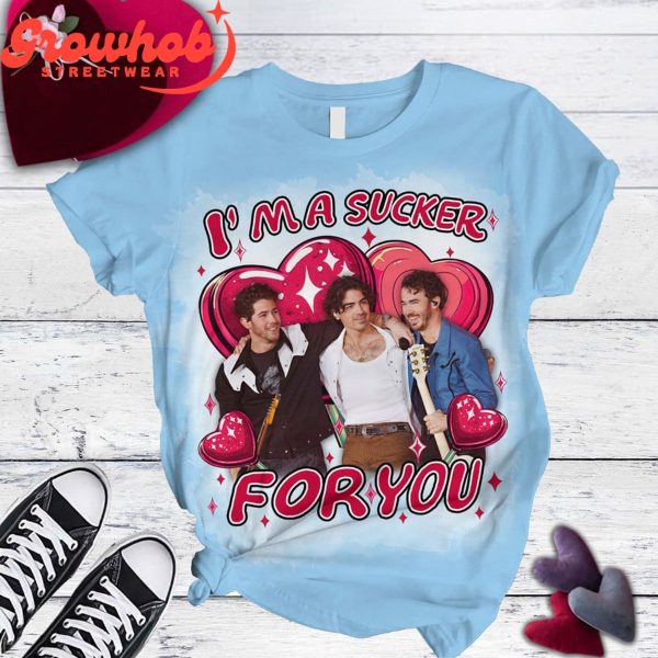 Jonas Brothers Valentine Sucker For You Blue Design Fleece Pajamas Set