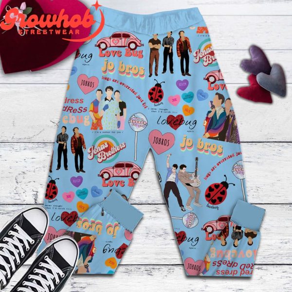 Jonas Brothers Valentine Sucker For You Blue Design Fleece Pajamas Set