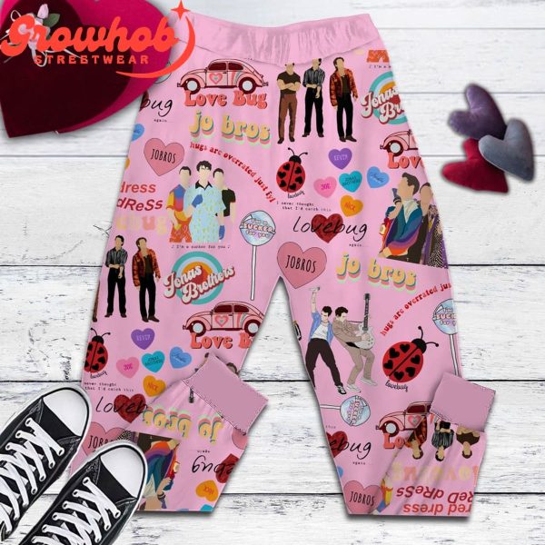 Jonas Brothers Valentine Sucker For You Fleece Pajamas Set Pink Version