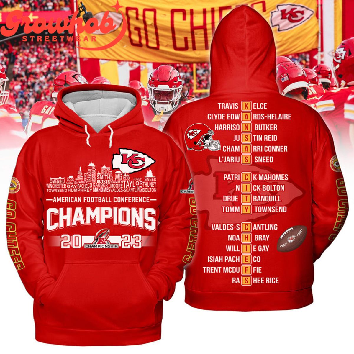Kansas City Chiefs AFC 2023 Champions City Hoodie Shirts Red