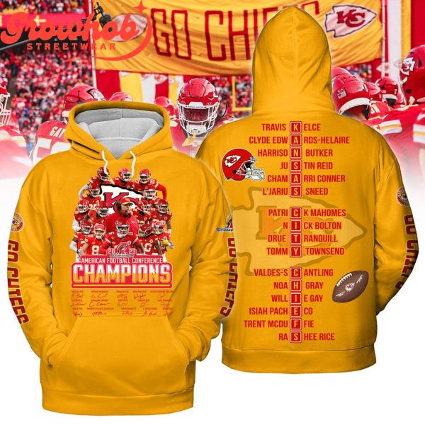 Kansas City Chiefs AFC 2023 Champions Hoodie Shirts Yellow