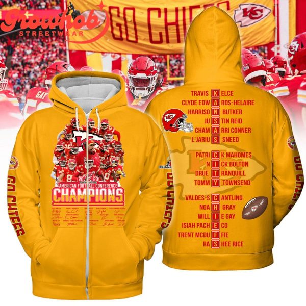 Kansas City Chiefs AFC 2023 Champions Hoodie Shirts Yellow