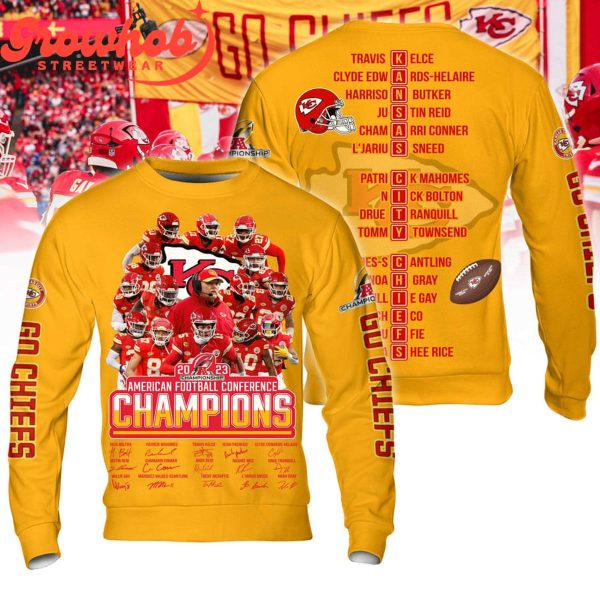 Kansas City Chiefs AFC 2023 Champions Hoodie Shirts Yellow