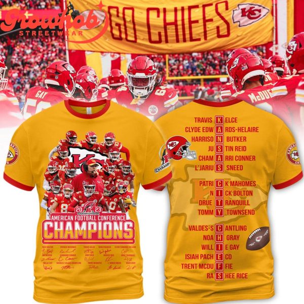 Kansas City Chiefs AFC 2023 Champions Hoodie Shirts Yellow