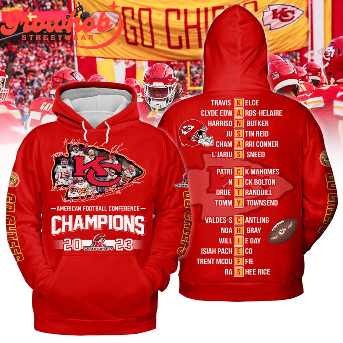 Kansas City Chiefs AFC 2023 Champs Hoodie Shirts Red