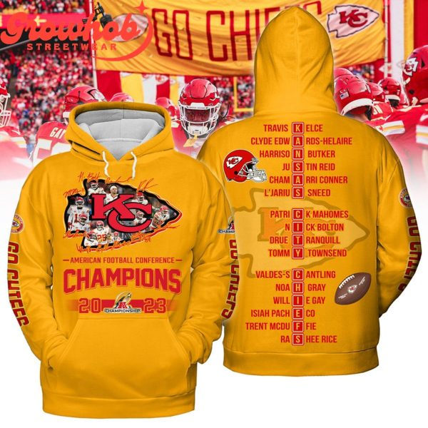 Kansas City Chiefs AFC 2023 Champs Hoodie Shirts Yellow