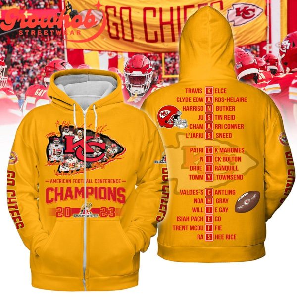 Kansas City Chiefs AFC 2023 Champs Hoodie Shirts Yellow