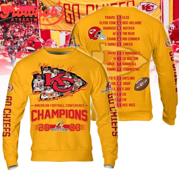 Kansas City Chiefs AFC 2023 Champs Hoodie Shirts Yellow