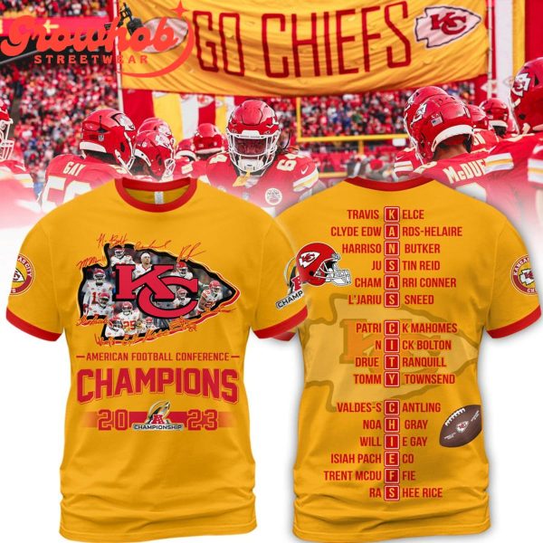 Kansas City Chiefs AFC 2023 Champs Hoodie Shirts Yellow