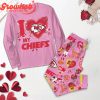 Georgia Bulldogs I Love Valentine Pink Fleece Pajamas Set Long Sleeve