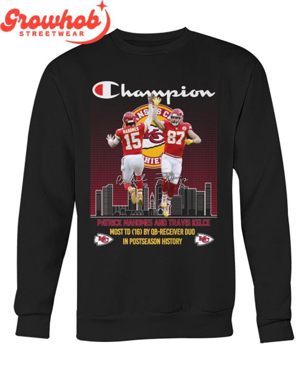 Kansas City Chiefs Mahomes Kelce Most Receivers  T-Shirt