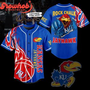 Kansas Jayhawks Rock Chalk Fan Love Personalized Baseball Jersey