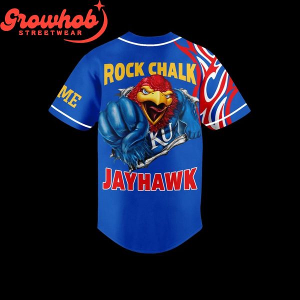 Kansas Jayhawks Rock Chalk Fan Love Personalized Baseball Jersey