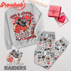 Las Vegas Raiders Love Valentine Fleece Pajamas Set Long Sleeve