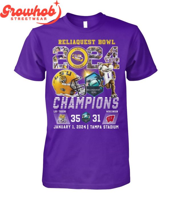 LSU Tigers 2024 Reliaquest Bowl Champions Celebration T-Shirt