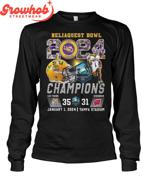 LSU Tigers 2024 Reliaquest Bowl Champions Celebration T-Shirt