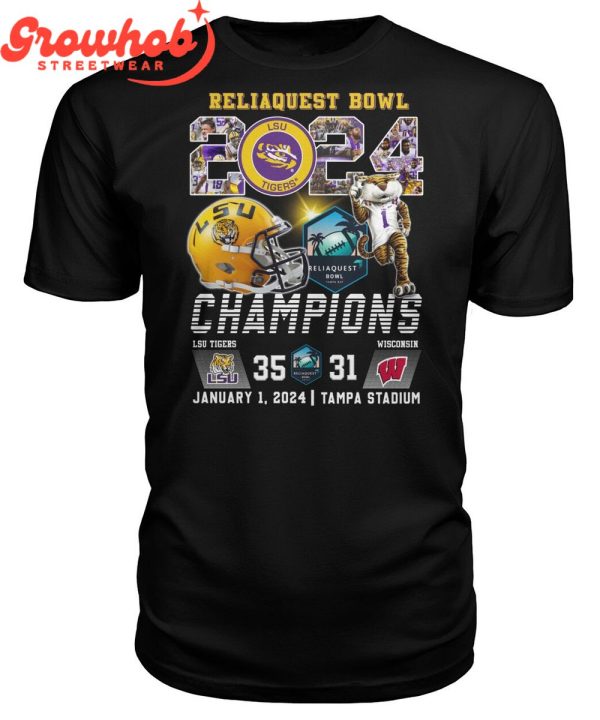 LSU Tigers 2024 Reliaquest Bowl Champions Celebration T-Shirt