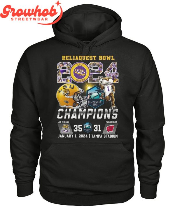 LSU Tigers 2024 Reliaquest Bowl Champions Celebration T-Shirt