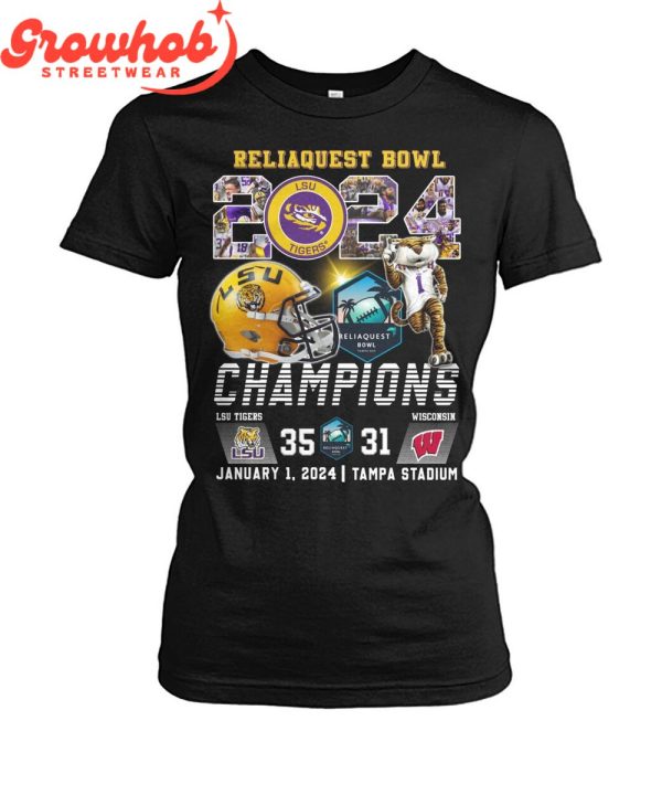 LSU Tigers 2024 Reliaquest Bowl Champions Celebration T-Shirt