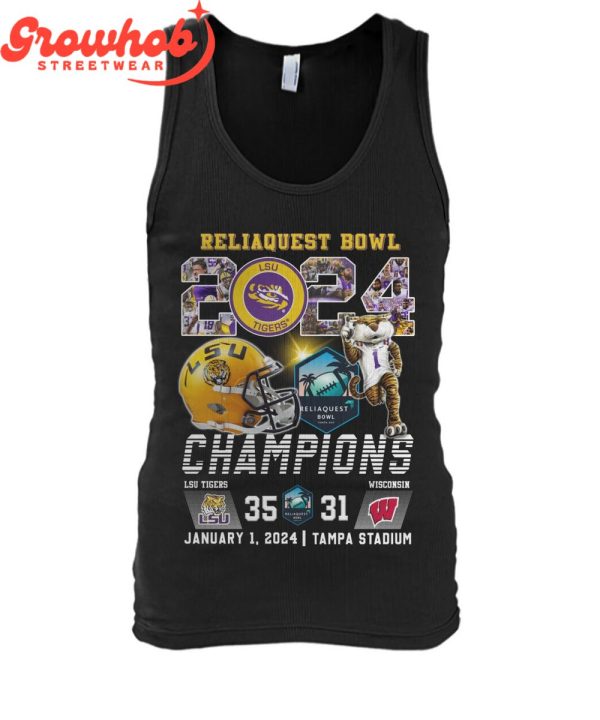 LSU Tigers 2024 Reliaquest Bowl Champions Celebration T-Shirt