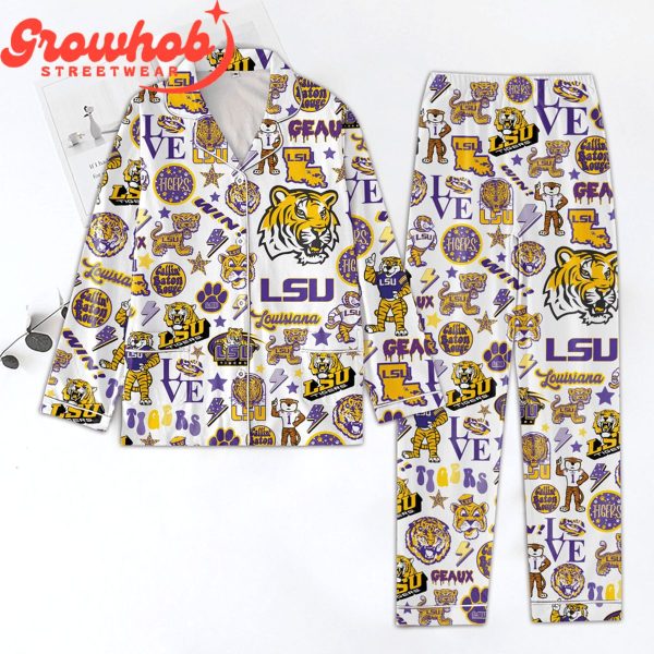 LSU Tigers Louisiana Love Polyester Pajamas Set