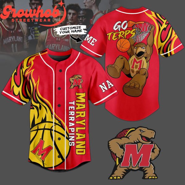 Maryland Terrapins Go Terps Personalized Baseball Jersey