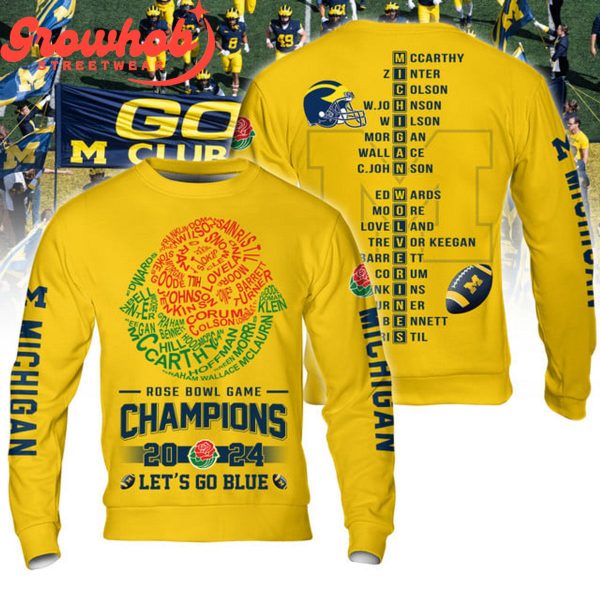 Michigan Wolverines 2024 Rose Bowl Champions Hoodie Shirts Yellow