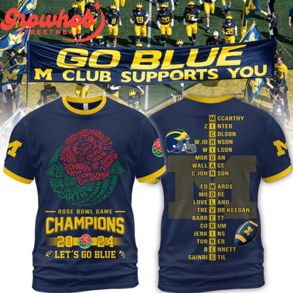 Michigan Wolverines 2024 Rose Bowl Champions Navy Hoodie Shirts