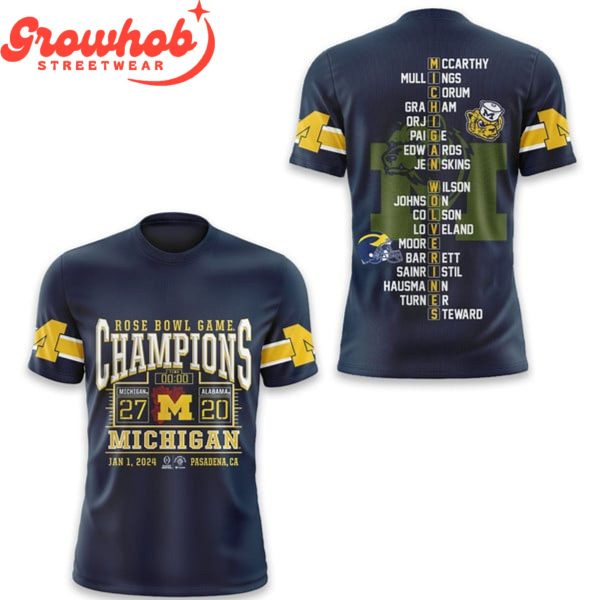 Michigan Wolverines 2024 Rose Bowl Game Champions Hoodie Shirts