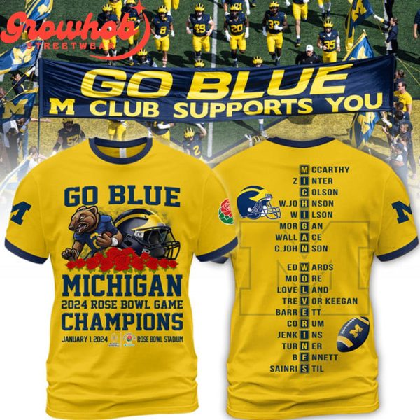 Michigan Wolverines 2024 Rose Champions Hoodie Shirts Yellow