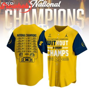 Michigan Wolverines Champs Without A Doubt 2023 Yellow Baseball Jersey