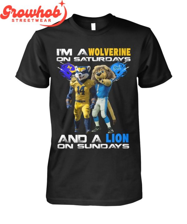 Michigan Wolverines Detroit Lions Roary And Biff T-Shirt