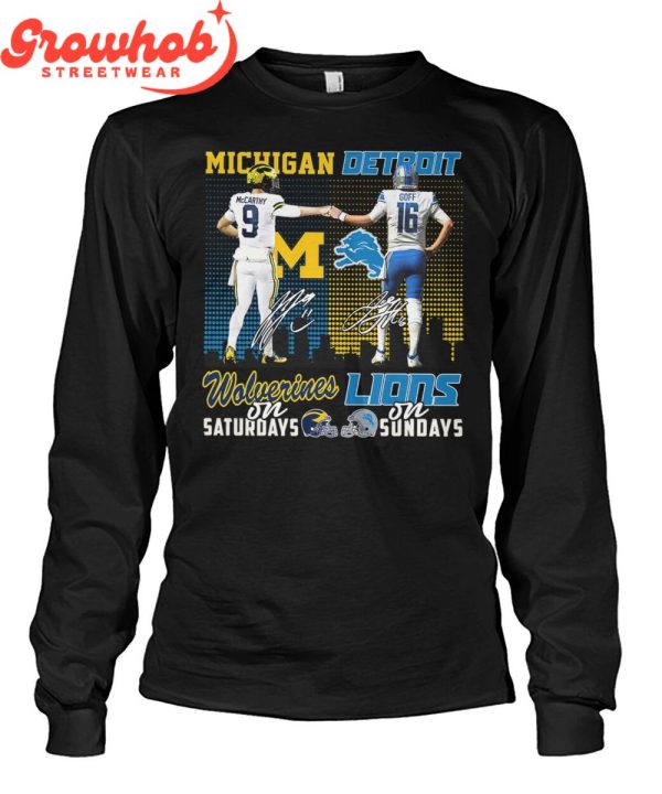 Michigan Wolverines On Saturndays Detroit Lions On Sundays T-Shirt