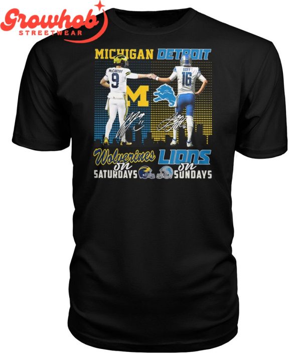 Michigan Wolverines On Saturndays Detroit Lions On Sundays T-Shirt