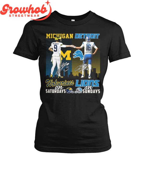 Michigan Wolverines On Saturndays Detroit Lions On Sundays T-Shirt