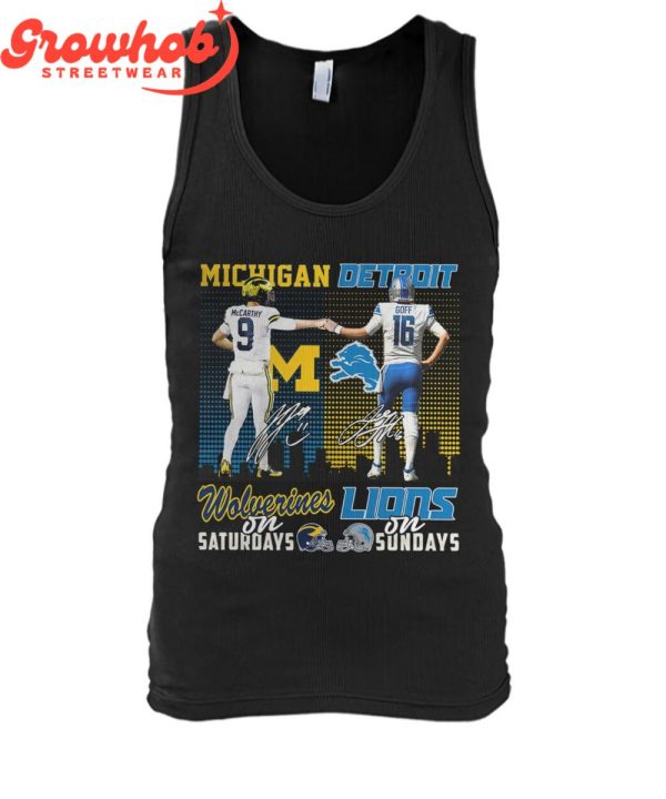 Michigan Wolverines On Saturndays Detroit Lions On Sundays T-Shirt