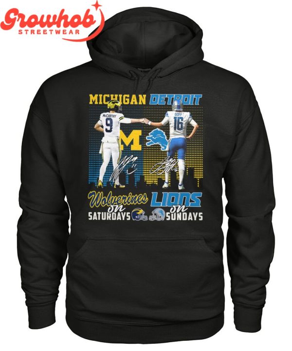 Michigan Wolverines On Saturndays Detroit Lions On Sundays T-Shirt