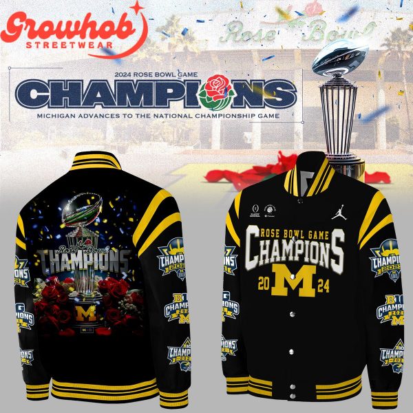 Michigan Wolverines Rose Bowl Champions 2024 Baseball Jacket Black