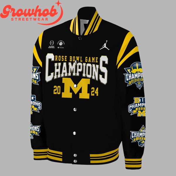 Michigan Wolverines Rose Bowl Champions 2024 Baseball Jacket Black