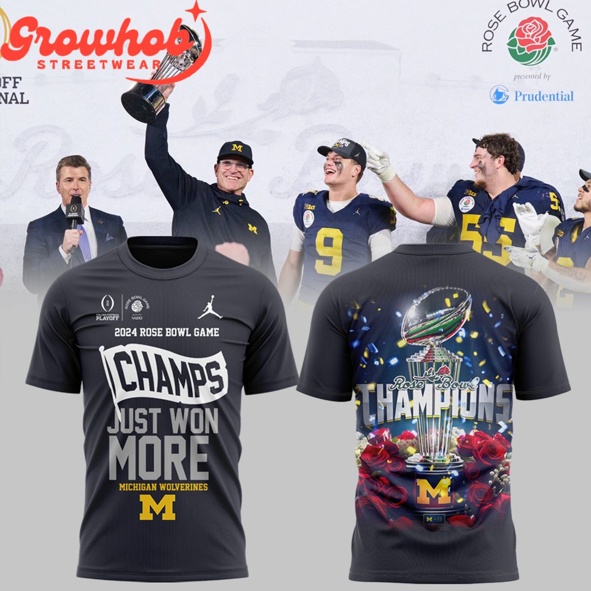 Michigan Wolverines Rose Bowl Champions Just Won More 2024 Hoodie Shirts