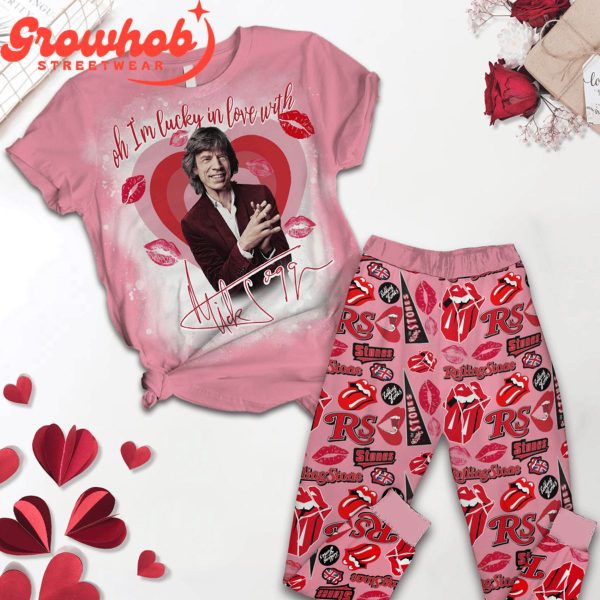 Mick Jagger Lucky In Love Valentine Fleece Pajamas Set